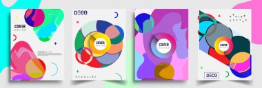 Modern soyut kaplama setleri. Cool gradient şekilleri bileşimi, vektör tasarımı kapsar.