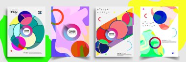 Modern soyut kaplama setleri. Cool gradient şekilleri bileşimi, vektör tasarımı kapsar.