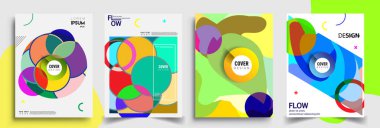 Modern soyut kaplama setleri. Cool gradient şekilleri bileşimi, vektör tasarımı kapsar.