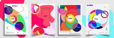 Modern soyut kaplama setleri. Cool gradient şekilleri bileşimi, vektör tasarımı kapsar.