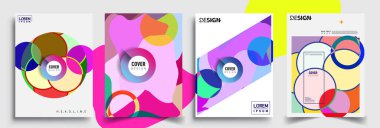 Modern soyut kaplama setleri. Cool gradient şekilleri bileşimi, vektör tasarımı kapsar.