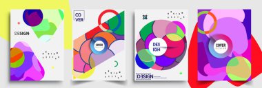 Modern soyut kaplama setleri. Cool gradient şekilleri bileşimi, vektör tasarımı kapsar.