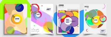 Modern soyut kaplama setleri. Cool gradient şekilleri bileşimi, vektör tasarımı kapsar.