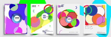 Modern soyut kaplama setleri. Cool gradient şekilleri bileşimi, vektör tasarımı kapsar.