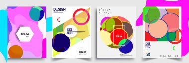 Modern soyut kaplama setleri. Cool gradient şekilleri bileşimi, vektör tasarımı kapsar.