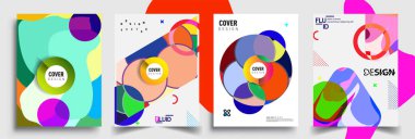 Modern soyut kaplama setleri. Cool gradient şekilleri bileşimi, vektör tasarımı kapsar.