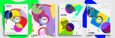 Modern soyut kaplama setleri. Cool gradient şekilleri bileşimi, vektör tasarımı kapsar.