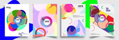 Modern soyut kaplama setleri. Cool gradient şekilleri bileşimi, vektör tasarımı kapsar.