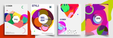 Modern soyut kaplama setleri. Cool gradient şekilleri bileşimi, vektör tasarımı kapsar.