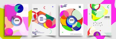 Modern soyut kaplama setleri. Cool gradient şekilleri bileşimi, vektör tasarımı kapsar.