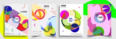 Modern soyut kaplama setleri. Cool gradient şekilleri bileşimi, vektör tasarımı kapsar.