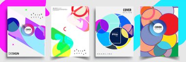 Modern soyut kaplama setleri. Cool gradient şekilleri bileşimi, vektör tasarımı kapsar.