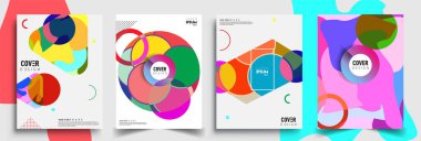 Modern soyut kaplama setleri. Cool gradient şekilleri bileşimi, vektör tasarımı kapsar.