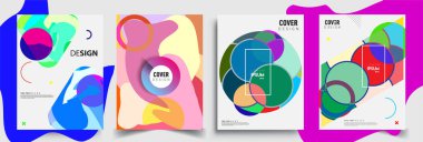 Modern soyut kaplama setleri. Cool gradient şekilleri bileşimi, vektör tasarımı kapsar.