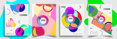 Modern soyut kaplama setleri. Cool gradient şekilleri bileşimi, vektör tasarımı kapsar.