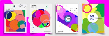 Modern soyut kaplama setleri. Cool gradient şekilleri bileşimi, vektör tasarımı kapsar.