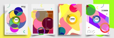 Modern soyut kaplama setleri. Cool gradient şekilleri bileşimi, vektör tasarımı kapsar.