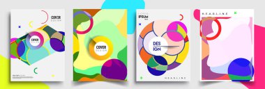 Modern soyut kaplama setleri. Cool gradient şekilleri bileşimi, vektör tasarımı kapsar.