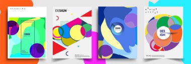 Modern soyut kaplama setleri. Cool gradient şekilleri bileşimi, vektör tasarımı kapsar.