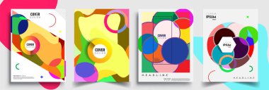 Modern soyut kaplama setleri. Cool gradient şekilleri bileşimi, vektör tasarımı kapsar.