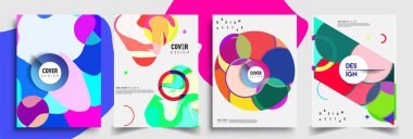 Modern soyut kaplama setleri. Cool gradient şekilleri bileşimi, vektör tasarımı kapsar.
