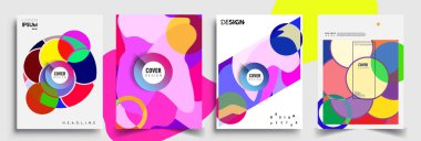 Modern soyut kaplama setleri. Cool gradient şekilleri bileşimi, vektör tasarımı kapsar.