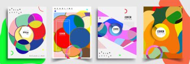 Modern soyut kaplama setleri. Cool gradient şekilleri bileşimi, vektör tasarımı kapsar.