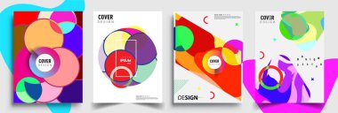 Modern soyut kaplama setleri. Cool gradient şekilleri bileşimi, vektör tasarımı kapsar.