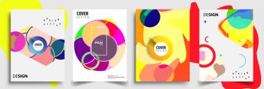 Modern soyut kaplama setleri. Cool gradient şekilleri bileşimi, vektör tasarımı kapsar.