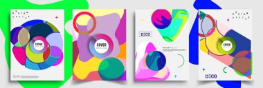 Modern soyut kaplama setleri. Cool gradient şekilleri bileşimi, vektör tasarımı kapsar.