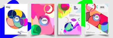 Modern soyut kaplama setleri. Cool gradient şekilleri bileşimi, vektör tasarımı kapsar.