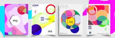 Modern soyut kaplama setleri. Cool gradient şekilleri bileşimi, vektör tasarımı kapsar.