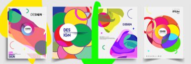 Modern soyut kaplama setleri. Cool gradient şekilleri bileşimi, vektör tasarımı kapsar.