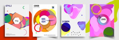 Modern soyut kaplama setleri. Cool gradient şekilleri bileşimi, vektör tasarımı kapsar.