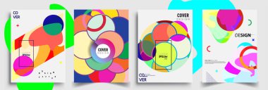 Modern soyut kaplama setleri. Cool gradient şekilleri bileşimi, vektör tasarımı kapsar.