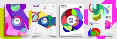 Modern soyut kaplama setleri. Cool gradient şekilleri bileşimi, vektör tasarımı kapsar.