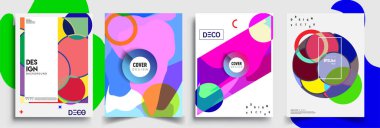 Modern soyut kaplama setleri. Cool gradient şekilleri bileşimi, vektör tasarımı kapsar.