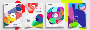 Modern soyut kaplama setleri. Cool gradient şekilleri bileşimi, vektör tasarımı kapsar.