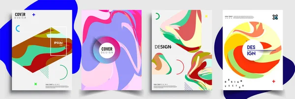 Modern Abstract Covers Set Cool Gradient Shapes Composition Vector Covers — Stock Vector