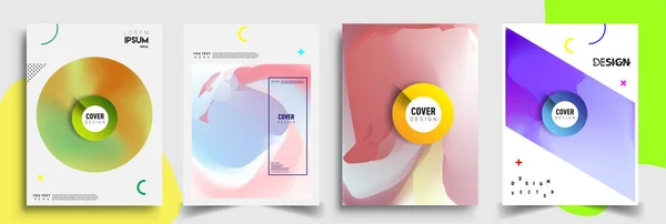 Modern Abstract Covers Set Cool Gradient Shapes Composition Vector Covers — Stock Vector