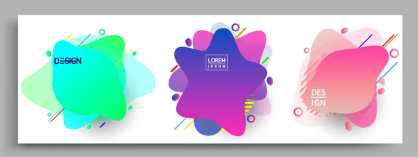 Modern Abstract Covers Sets Cool Gradient Shapes Composition Vector Covers — Stock Vector
