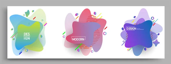 Modern Abstract Covers Sets Cool Gradient Shapes Composition Vector Covers — Stock Vector