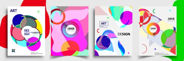 Modern Abstract Covers Sets Cool Gradient Shapes Composition Vector Covers — Stock Vector