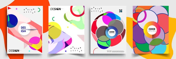 Modern Abstract Covers Sets Cool Gradient Shapes Composition Vector Covers — Stock Vector