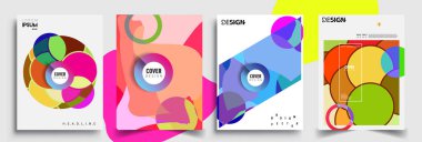 Modern soyut kapaklar seti. Cool gradient şekilleri bileşimi, vektör tasarımı kapsar.