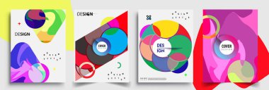 Modern soyut kapaklar seti. Cool gradient şekilleri bileşimi, vektör tasarımı kapsar.