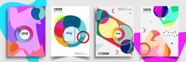 Modern soyut kapaklar seti. Cool gradient şekilleri bileşimi, vektör tasarımı kapsar.