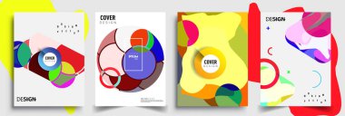 Modern soyut kapaklar seti. Cool gradient şekilleri bileşimi, vektör tasarımı kapsar.