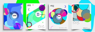 Modern soyut kapaklar seti. Cool gradient şekilleri bileşimi, vektör tasarımı kapsar.