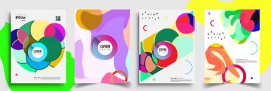 Modern soyut kapaklar seti. Cool gradient şekilleri bileşimi, vektör tasarımı kapsar.